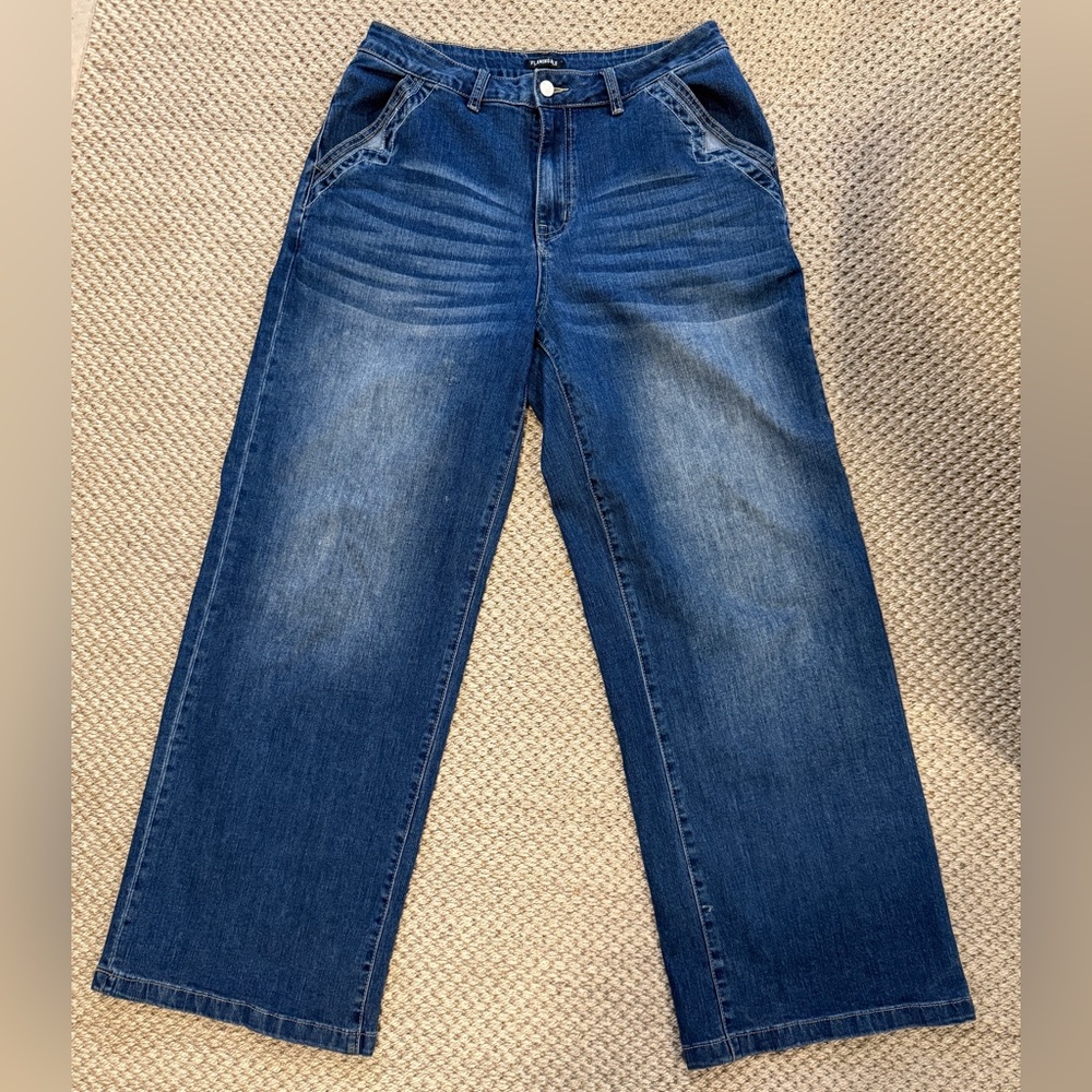 Flamingals Wide Leg Jeans Size L | Stretch Denim | Retail $110